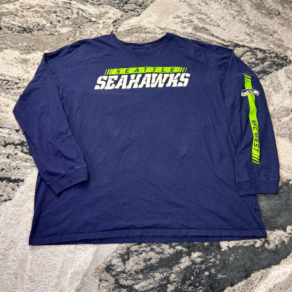 Seattle Seahawks Shirt Mens‎ 4XL Navy Blue Pro Line Football NFL Logo Cotton